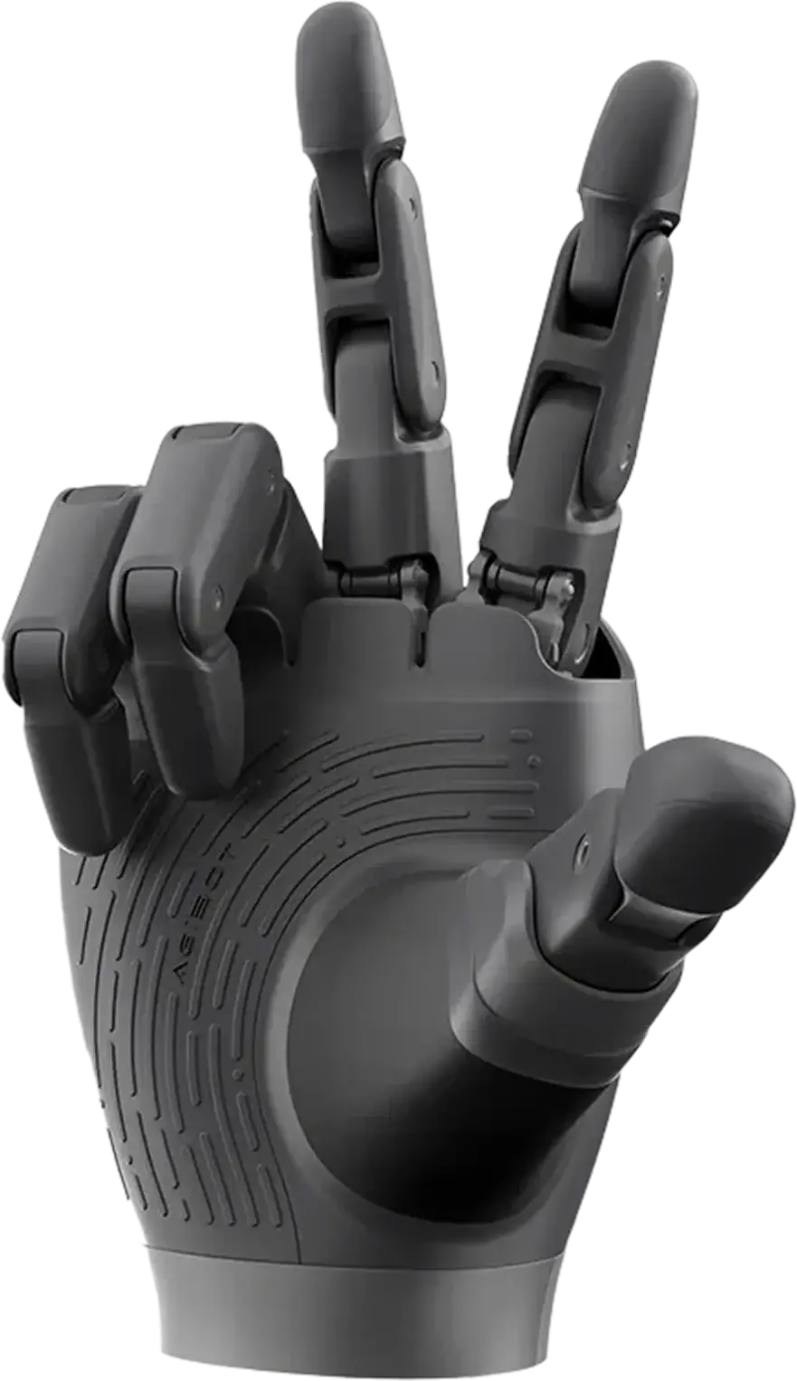 La OmniHand Pro 2025 haciendo un gesto con dos dedos